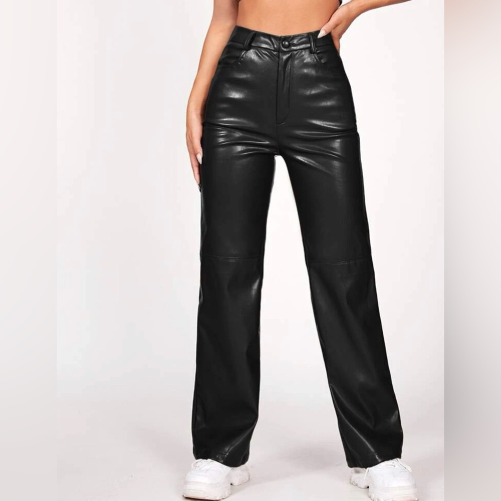 Leather Straight Leg Pants